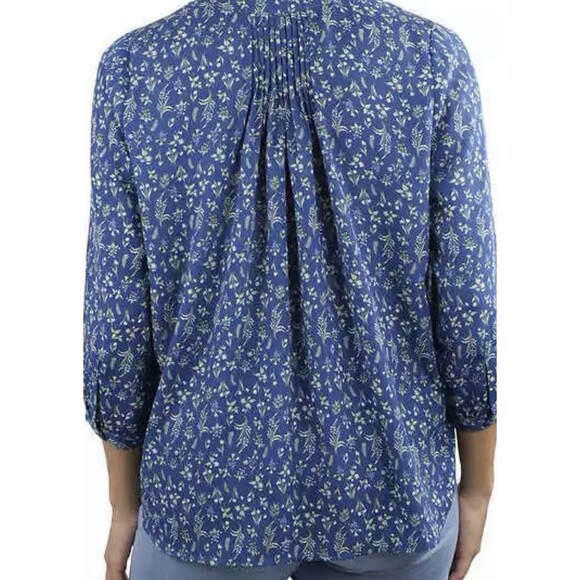 Jachs Girlfriend Women’s Blue 3/4 Sleeve Blouse Large Button Up Floral - Picture 4 of 8